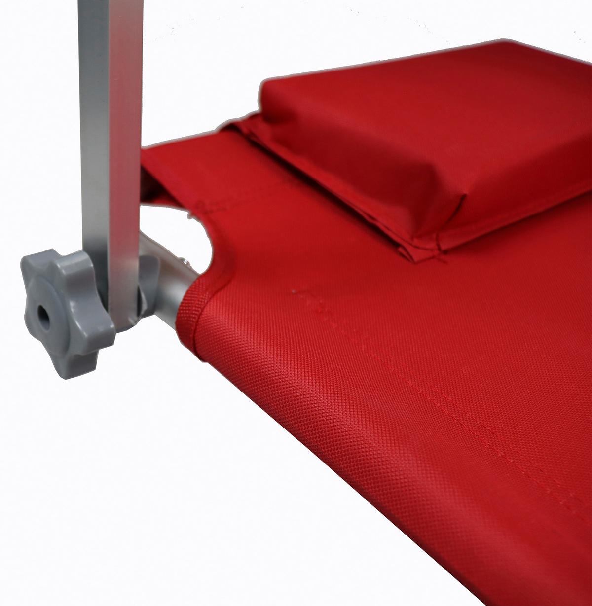 Sonnenliege Metall/Textil mit Rollen/Sonnendach - Rot, Basics, Textil/Metall (165/16/65cm) - MID.YOU