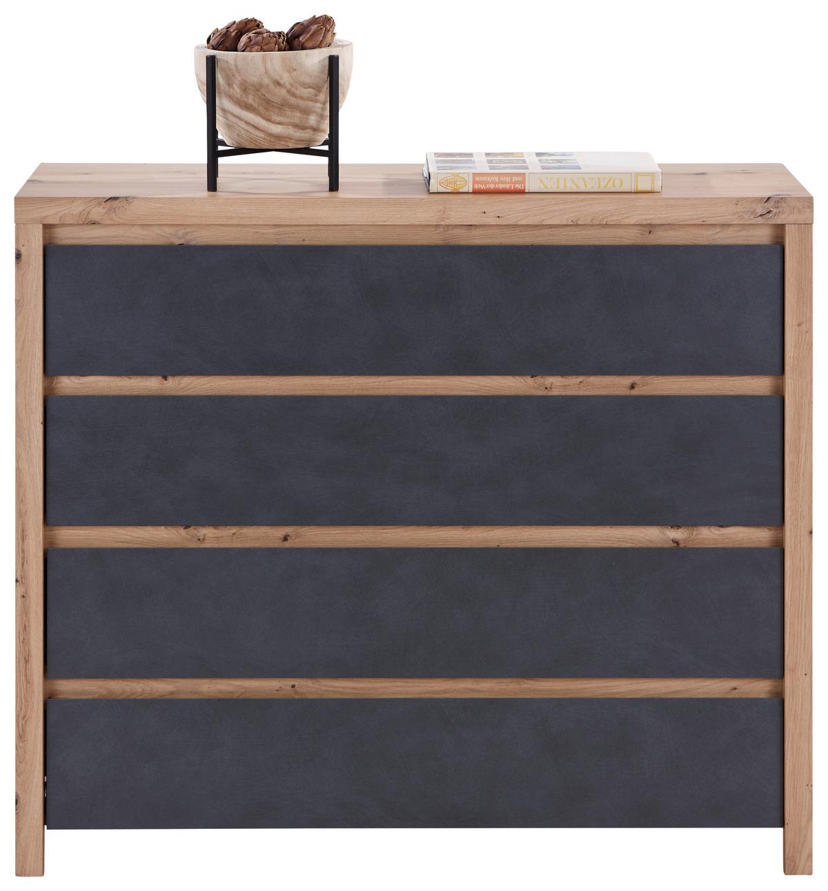 Kommode B: 105 cm Larios, Graphitfarben/Eiche Dekor - Graphitfarben/Eiche Artisan, MODERN, Holzwerkstoff (105/91/40cm)