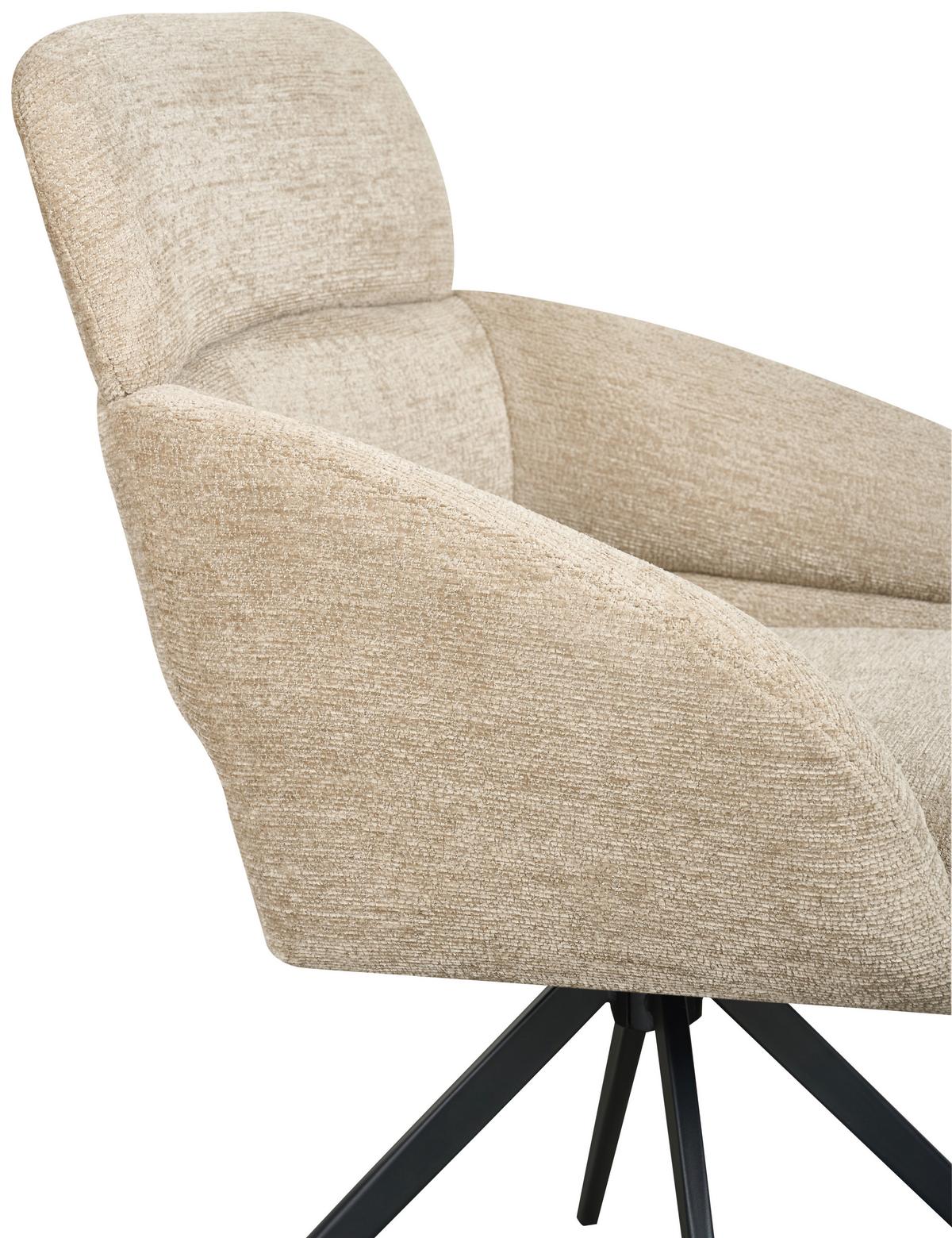 Armlehnstuhl Lyon Khaki B: 57,5 cm - Khaki/Schwarz, MODERN, Textil/Metall (57,5/85/61cm) - Livetastic