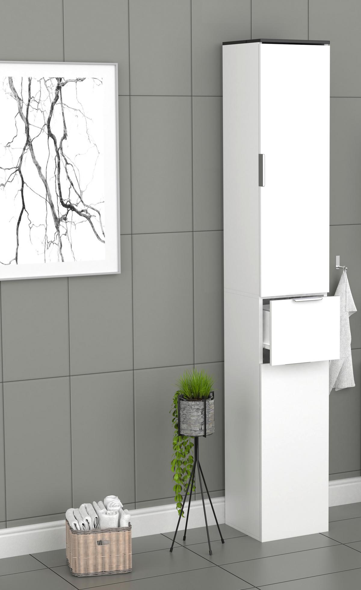 Hochschrank Donali Schwarz, Weiß B: 30 Cm - Schwarz/Weiß, MODERN, Holzwerkstoff (30/190/30cm) - MID.YOU