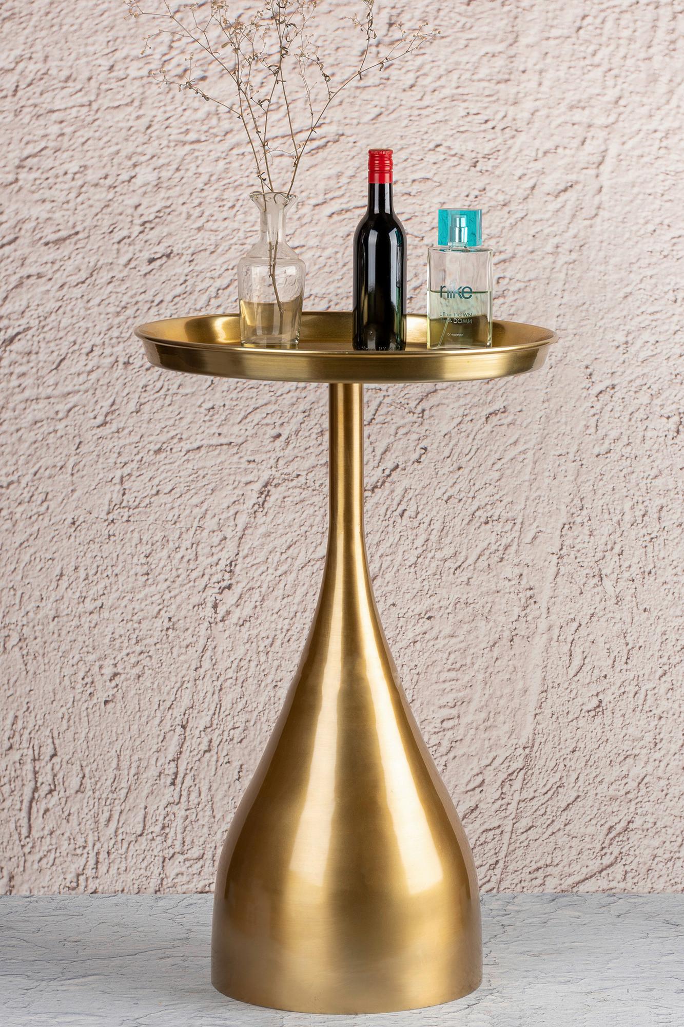 ODKLÁDACÍ STOLEK ASRA 125 GOLD - barvy zlata, Design, kov (40,5/58,5cm) - MID.YOU