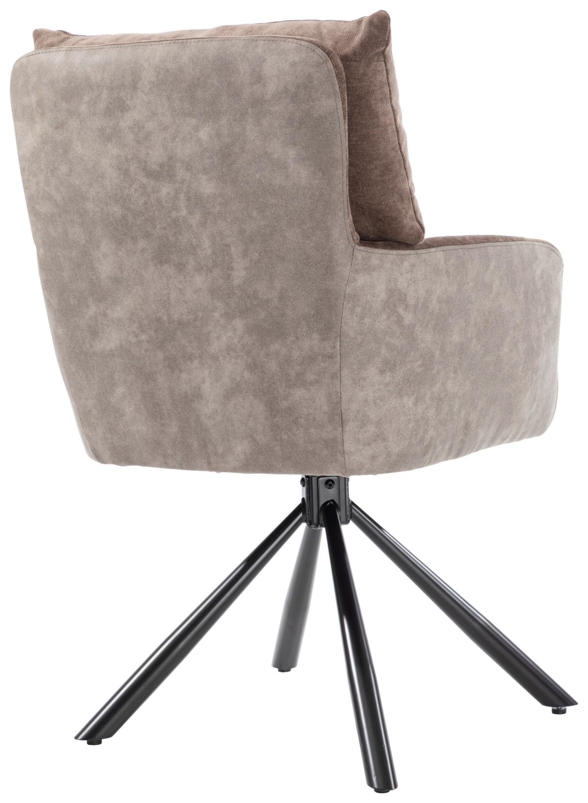 Otoční židle s područkami SOPHIE hnědá - černá/hnědá, Moderní, kov/textil (60/93/67cm) - Premium Living
