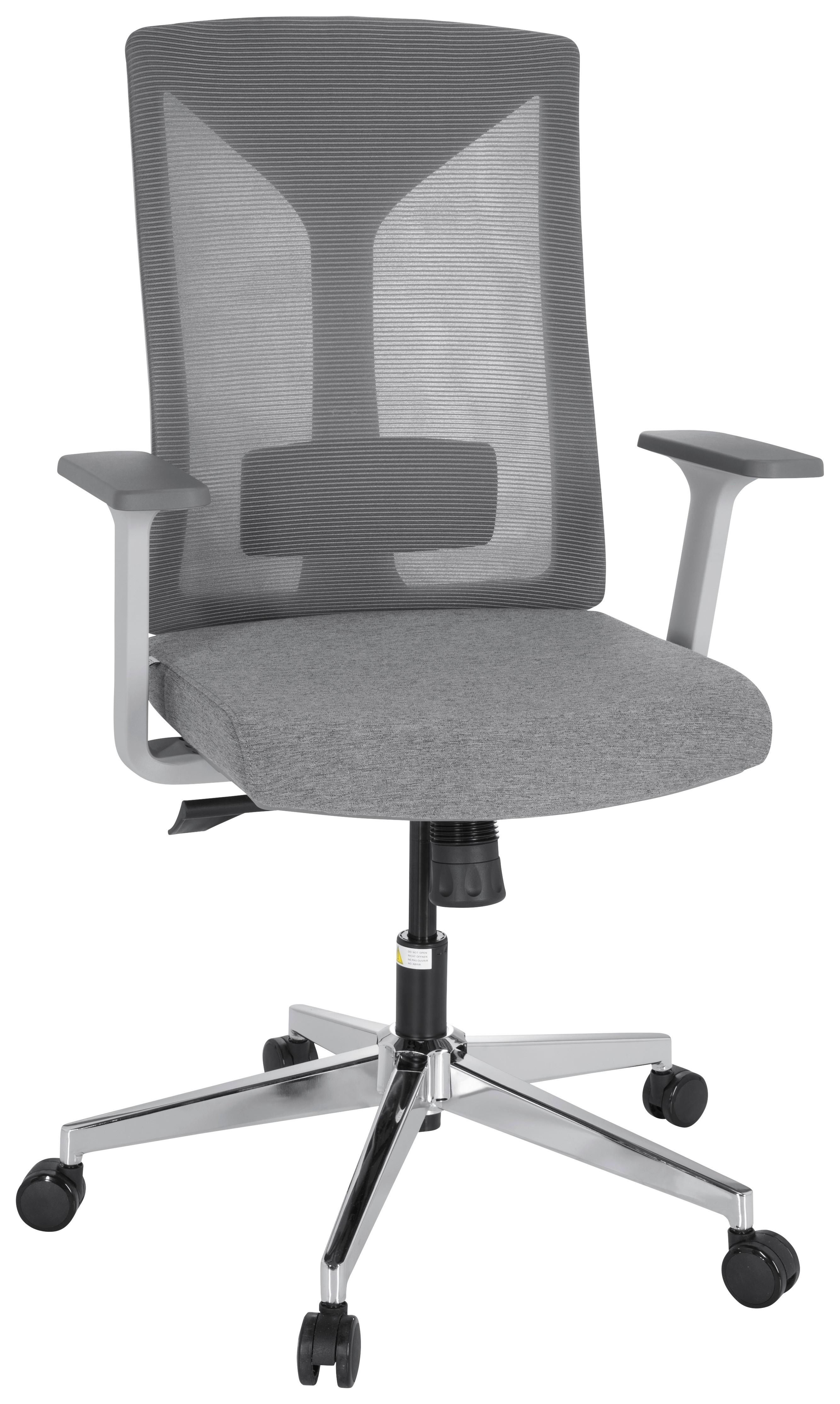 Drehstuhl Halifax Mit Armlehnen Grau/weiß - Weiß/Grau, MODERN, Kunststoff/Textil (63/116/66cm) - MID.YOU