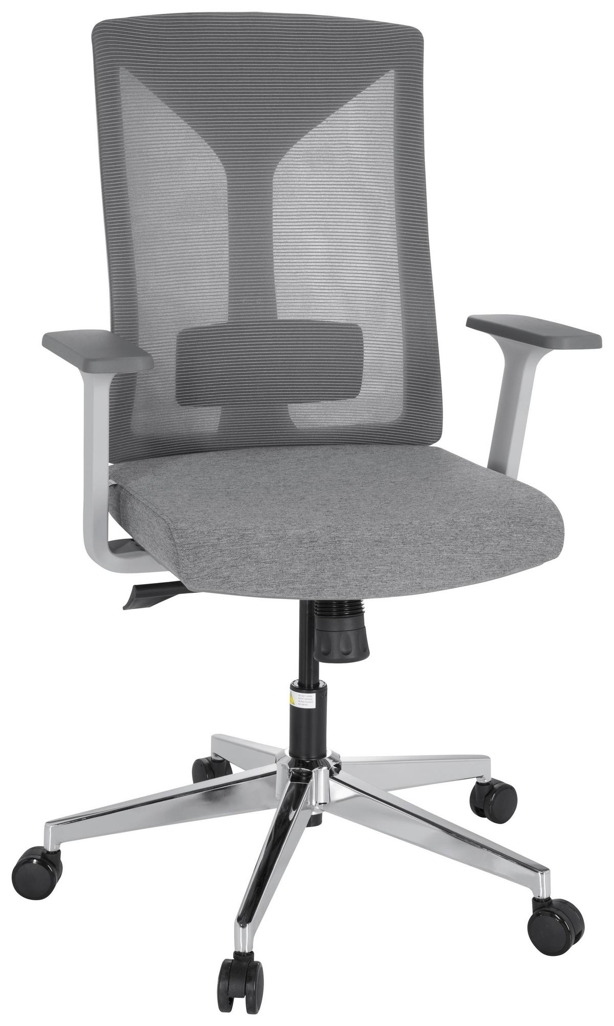 Drehstuhl Halifax Mit Armlehnen Grau/Weiß - Weiß/Grau, MODERN, Kunststoff/Textil (63/116/66cm) - MID.YOU