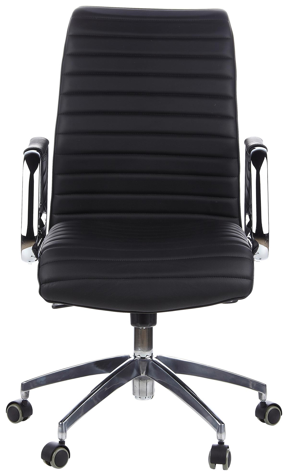 Chefsessel Aspera 10 Schwarz - Silberfarben/Schwarz, MODERN, Leder/Kunststoff (59/114/50cm) - MID.YOU