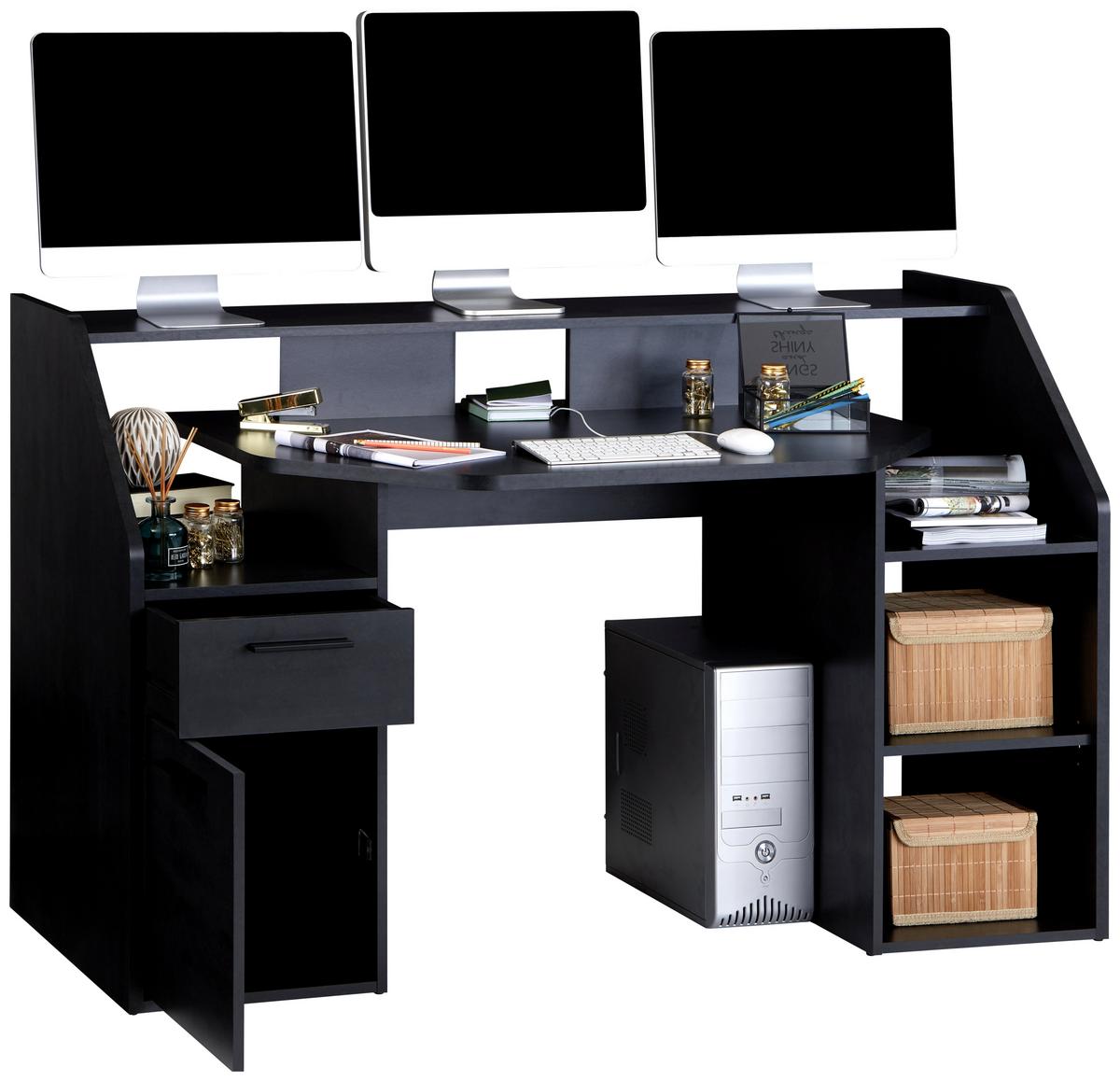 HERNÍ STŮL ENTER - černá/barvy grafitu, Moderní, kompozitní dřevo/plast (160/95,7/71,5cm)