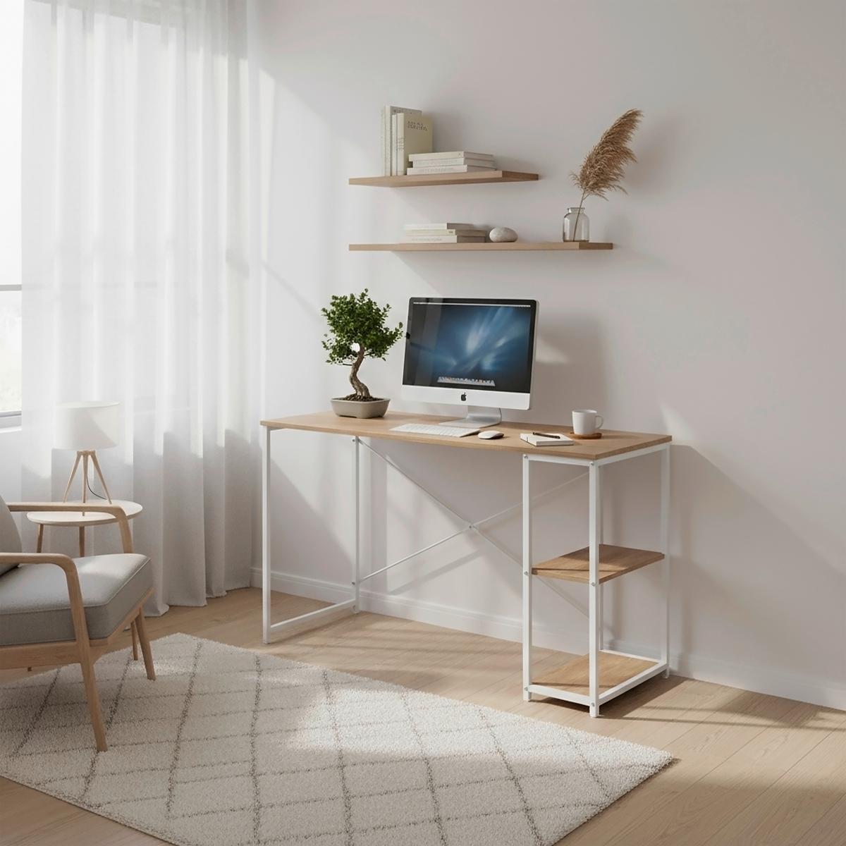 Computertisch Easy Up Weiß/Eichefarben L: 120cm - Eichefarben/Weiß, MODERN, Holz/Metall (120/48/75cm) - MID.YOU