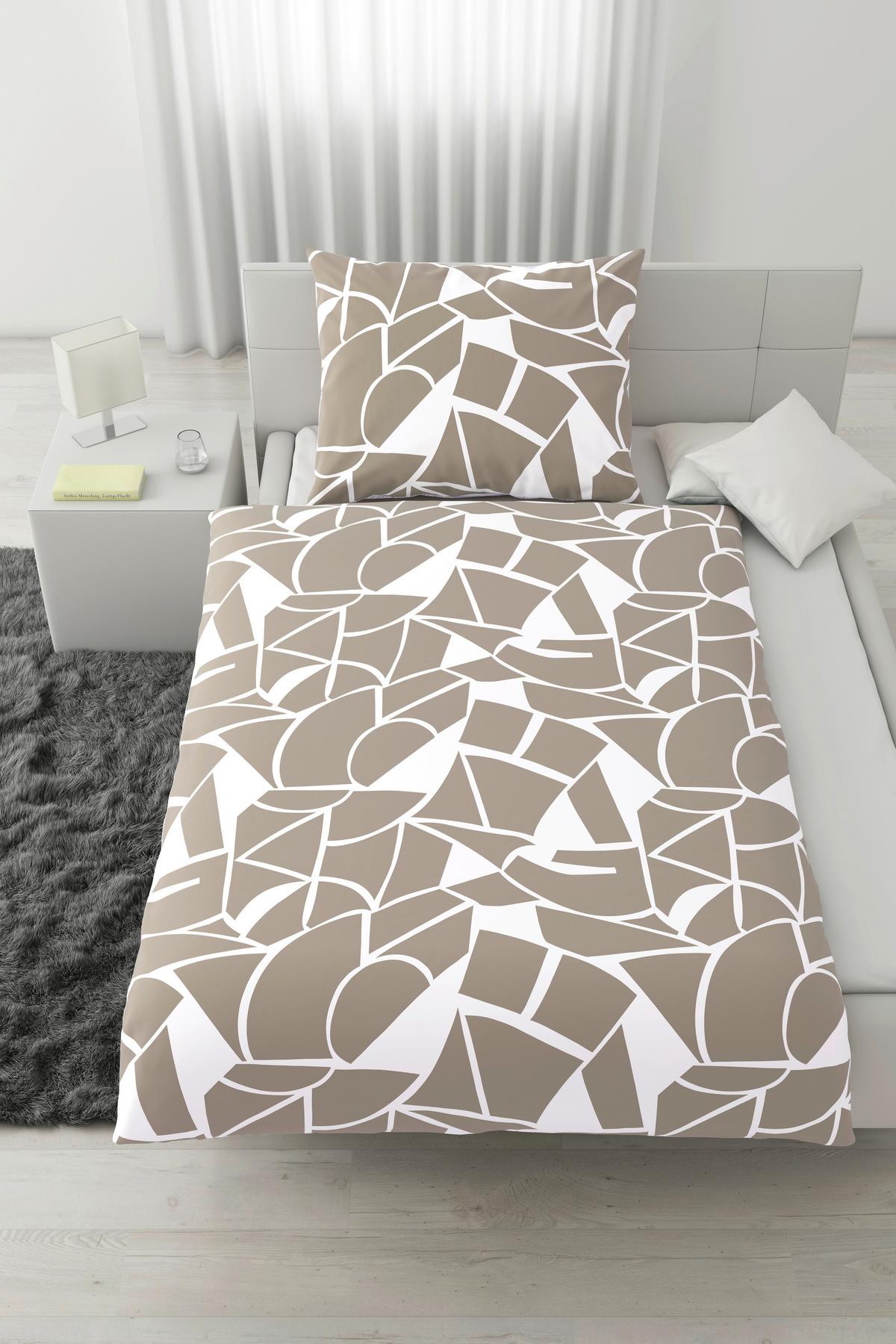 Povlečení Axel, 70/90 140/200cm - bílá/béžová, Moderní, textil (140/200cm) - Mömax