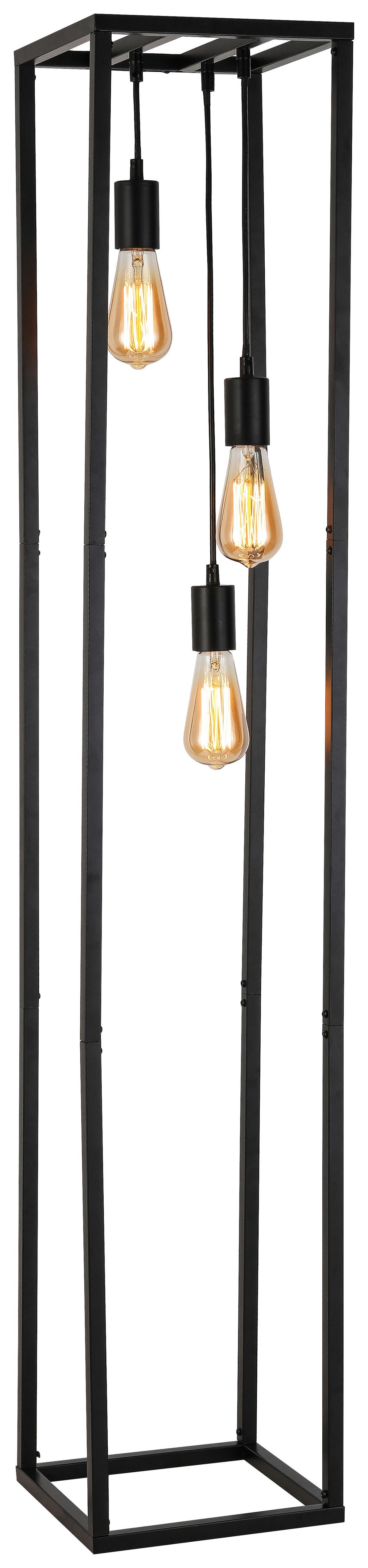 Stehlampe Chloe Schwarz Mit Fußschalter Länglich - Schwarz, ROMANTIK / LANDHAUS, Metall (25/25/140cm) - James Wood