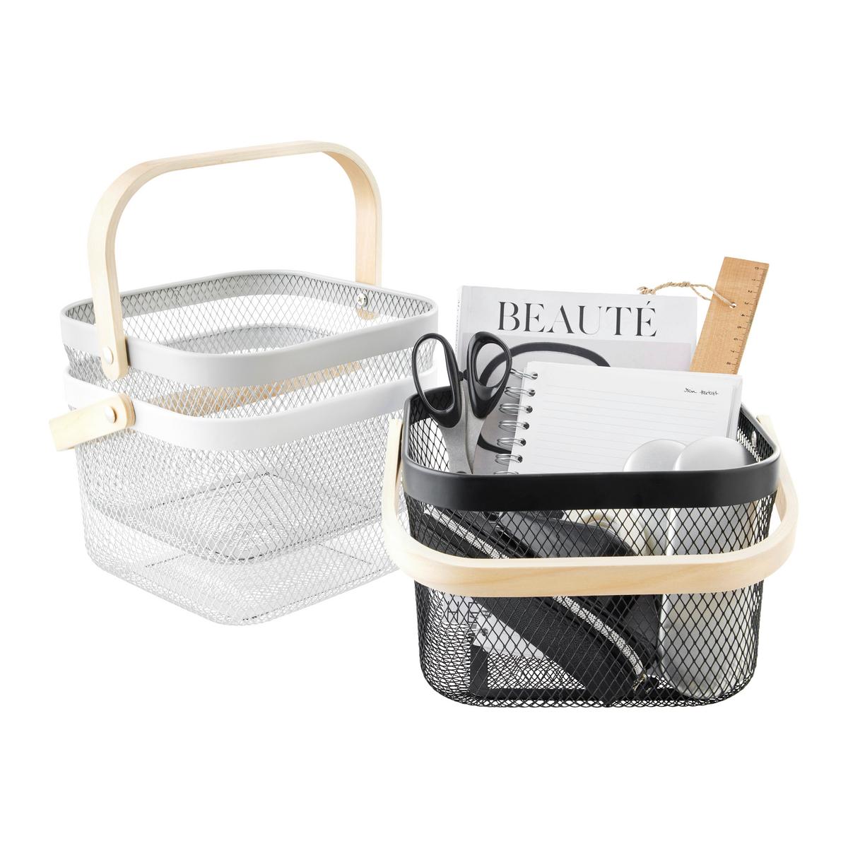 Univerzální košík BETTY - bílá, Moderní, kov/dřevo (26.8/25.5/17.5cm) - Mömax