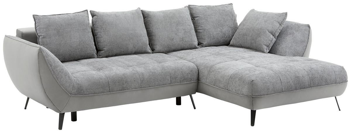 Ecksofa mit Schlaffunktion & Bettkasten Midway Grau - Schwarz/Grau, MODERN, Holz/Holzwerkstoff (282/187cm)