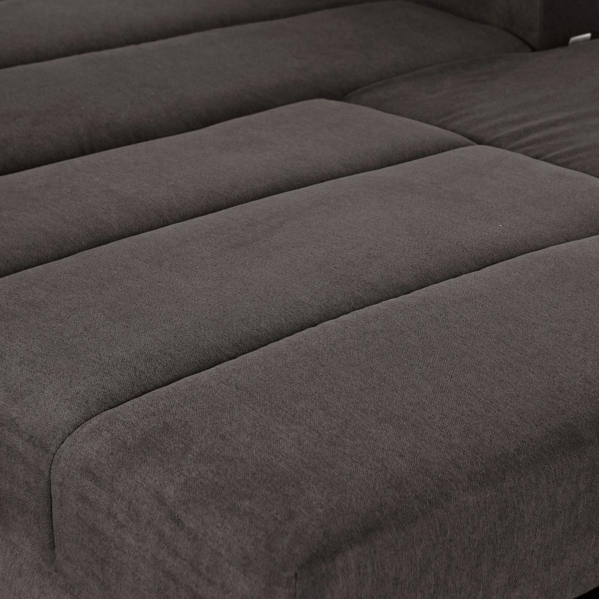 Ecksofa Mit Bettkasten Glasgow Dunkelgrau 175x270 Cm - Hellbraun/Chromfarben, KONVENTIONELL, Textil (175/270cm) - MID.YOU