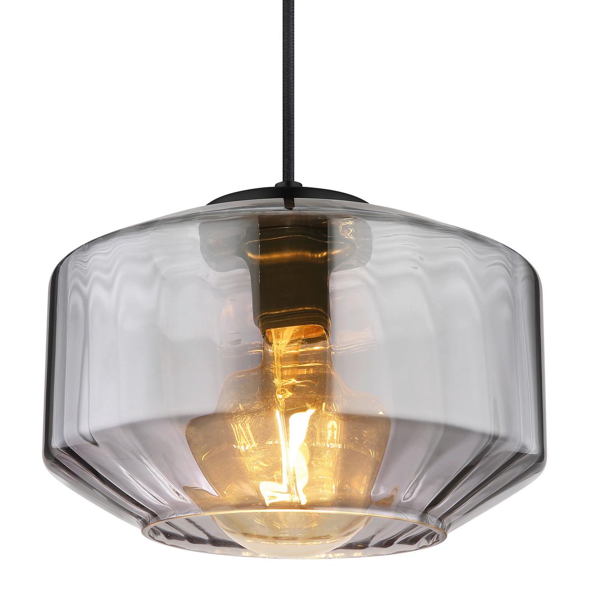 Hängeleuchte 15547h1 - Schwarz, Design, Glas/Metall (24/120cm) - Globo