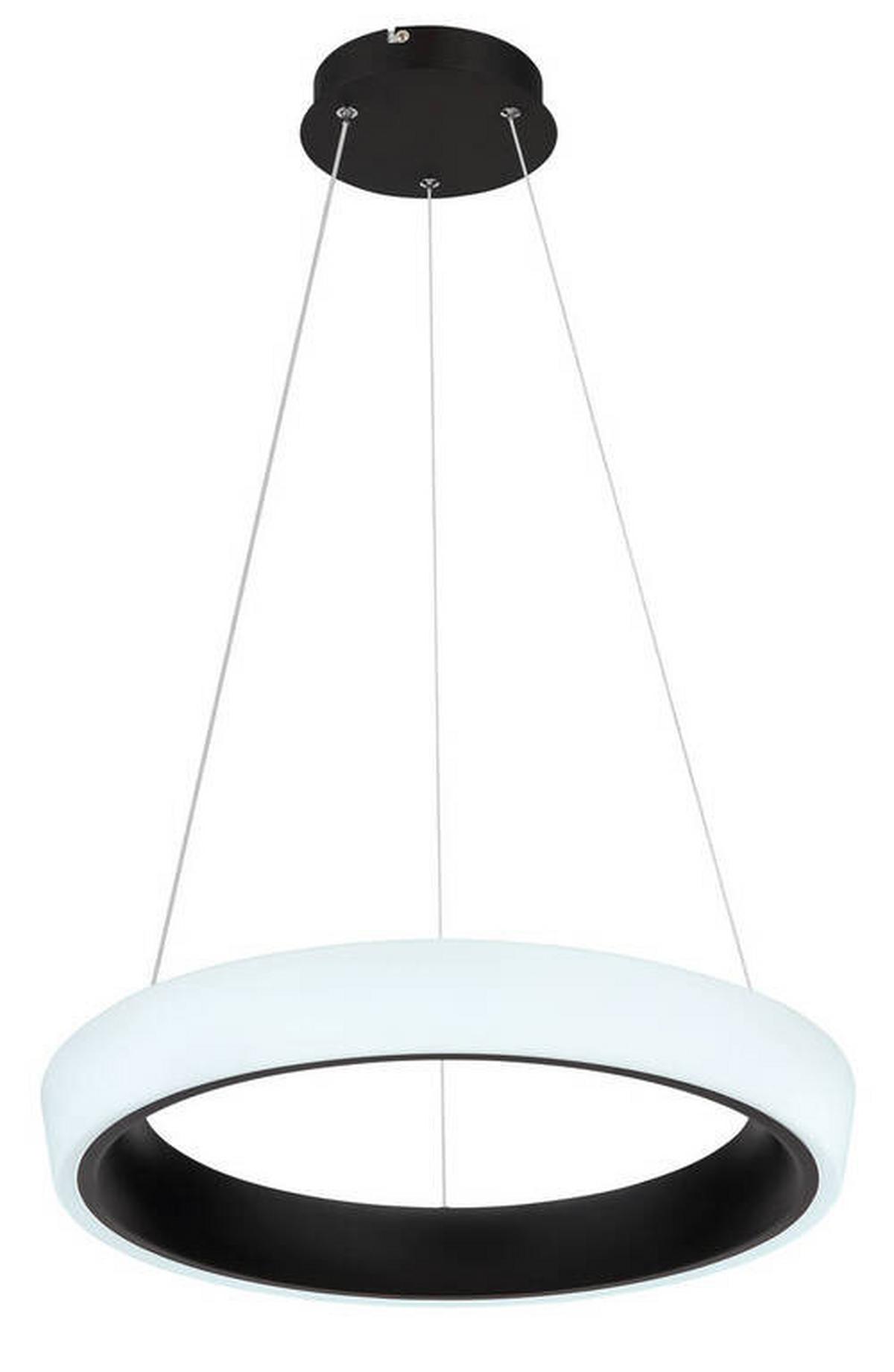 Led Függőlámpa Tabano - fekete/opál, Design, műanyag/fém (49,5/120cm)