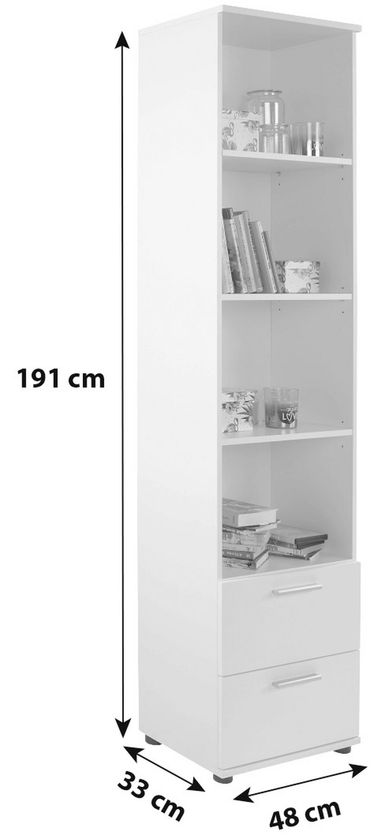 STOJACÍ REGÁL STAR - bílá/barvy stříbra, Konvenční, kompozitní dřevo/plast (48/191/33,2cm)