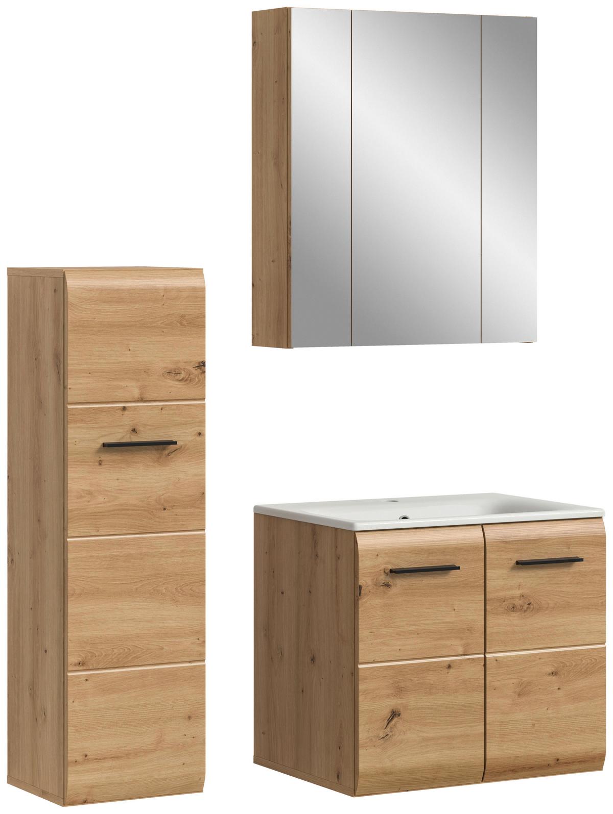 Badezimmer Ice Eiche Artisan Dekor B: 90cm - Eiche Artisan/Weiß, Basics, Keramik/Holzwerkstoff (90cm) - MID.YOU