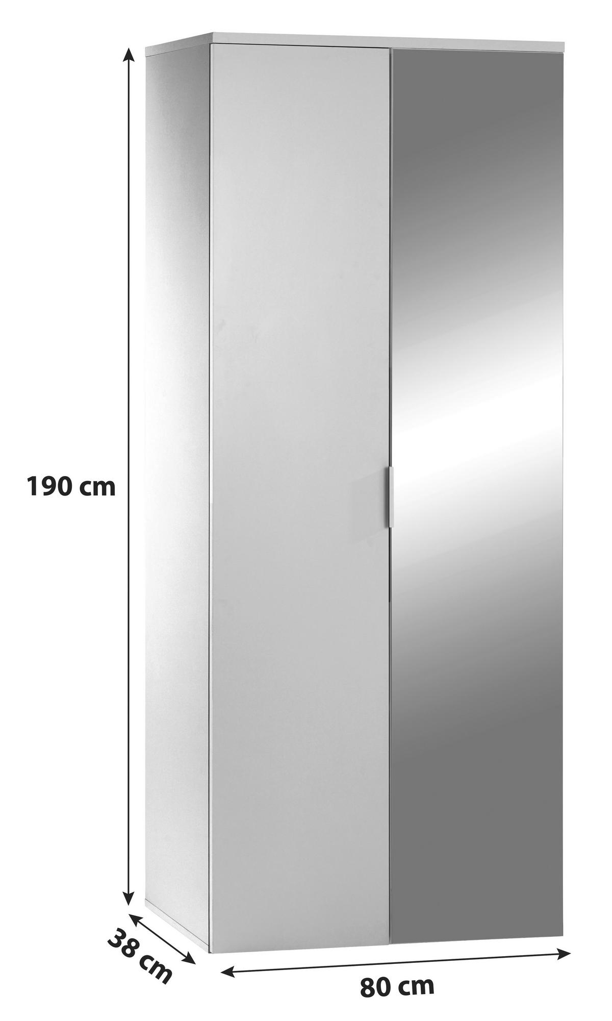 Schuhschrank Weiß Mit Spiegeltür B: 80 Cm - Weiß, MODERN, Holzwerkstoff (80/190/38cm)