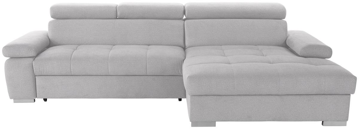 Ecksofa Mit Bettkasten Perry Silberfarben 292x183 Cm - Silberfarben, Design, Textil (292/183cm) - Livetastic