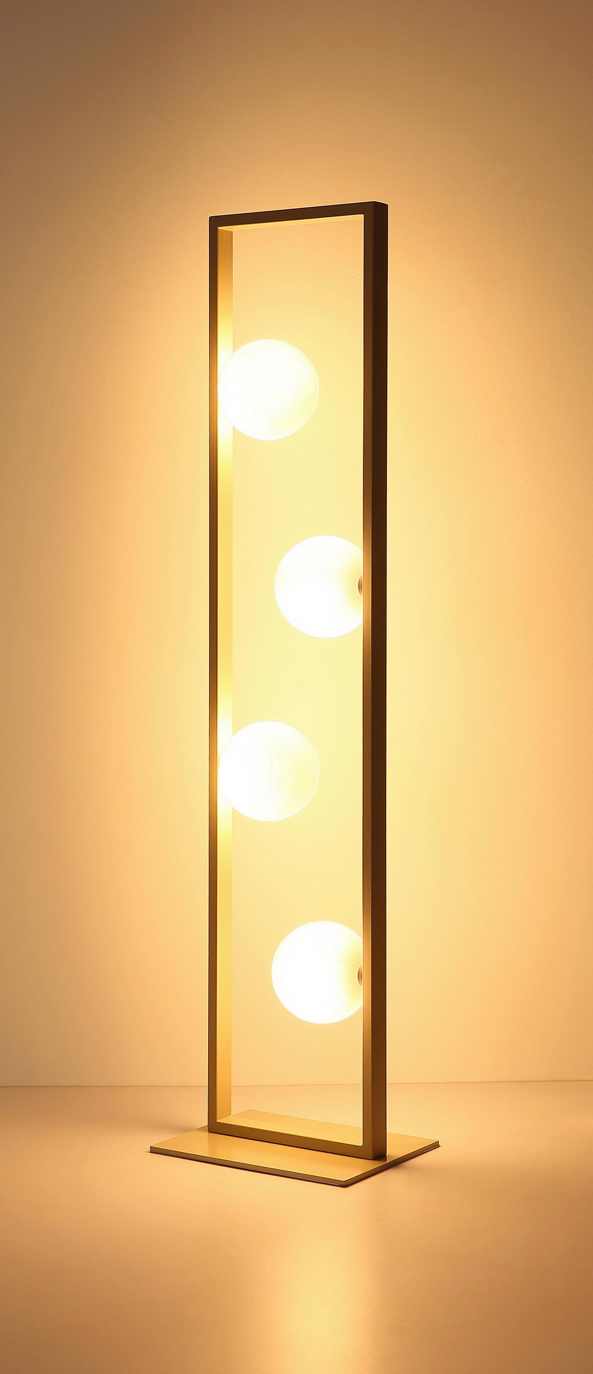 Stehleuchte Exkl., G9 - Sandfarben/Weiß, Design, Glas/Kunststoff (28/20/110cm) - Globo