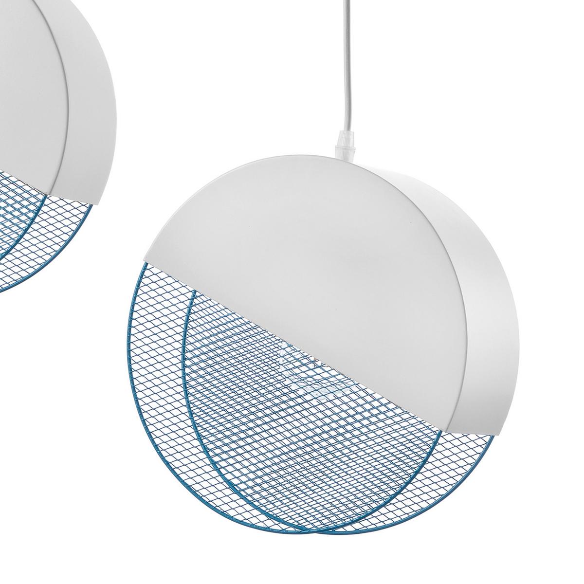 Hängeleuchte Azzurro Hellblau Weiß Hg L: 60 cm - Weiß Hochglanz/Hellblau, Basics, Metall (60/13/100cm)
