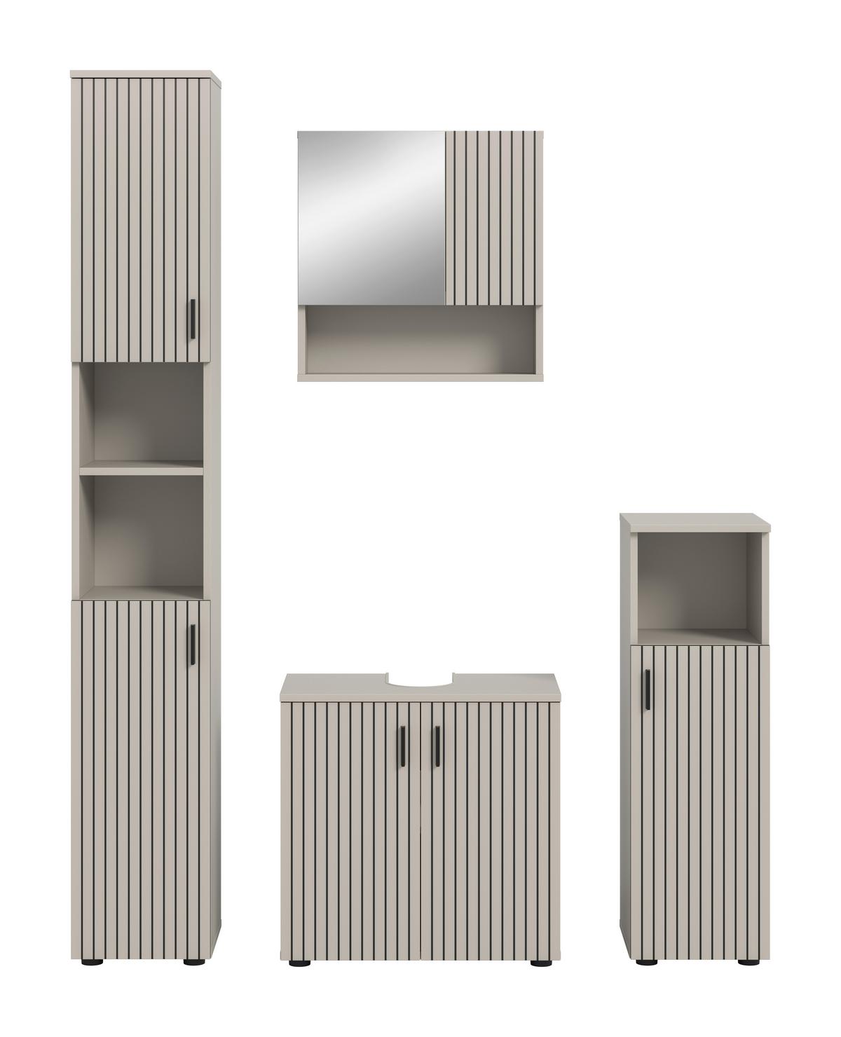 Badezimmer Mone Kaschmir B: 120cm - Kaschmir/Schwarz, Trend, Glas/Holzwerkstoff (120cm) - MID.YOU