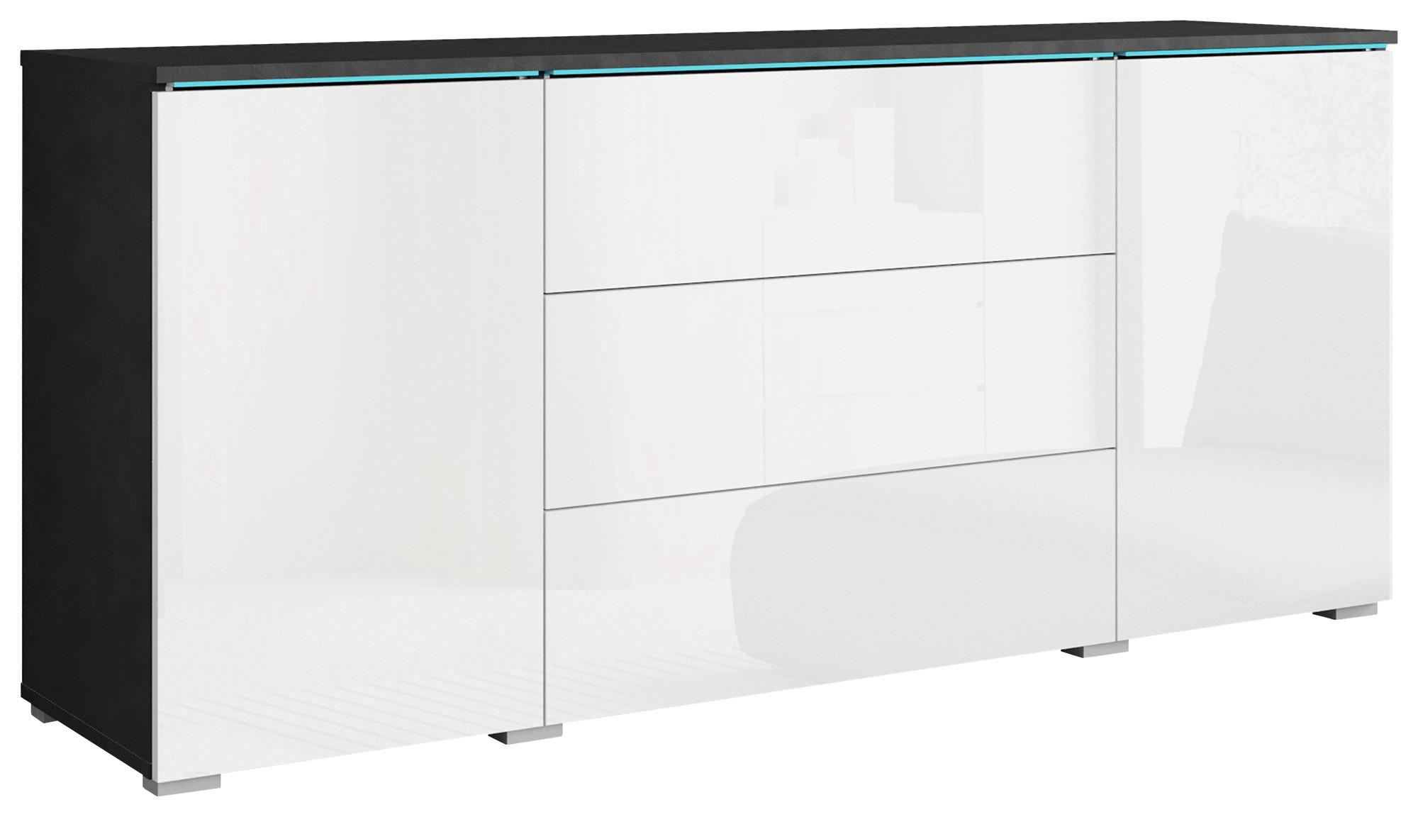 Sideboard mit Led 150cm Vera 150, Weiß Hochglanz