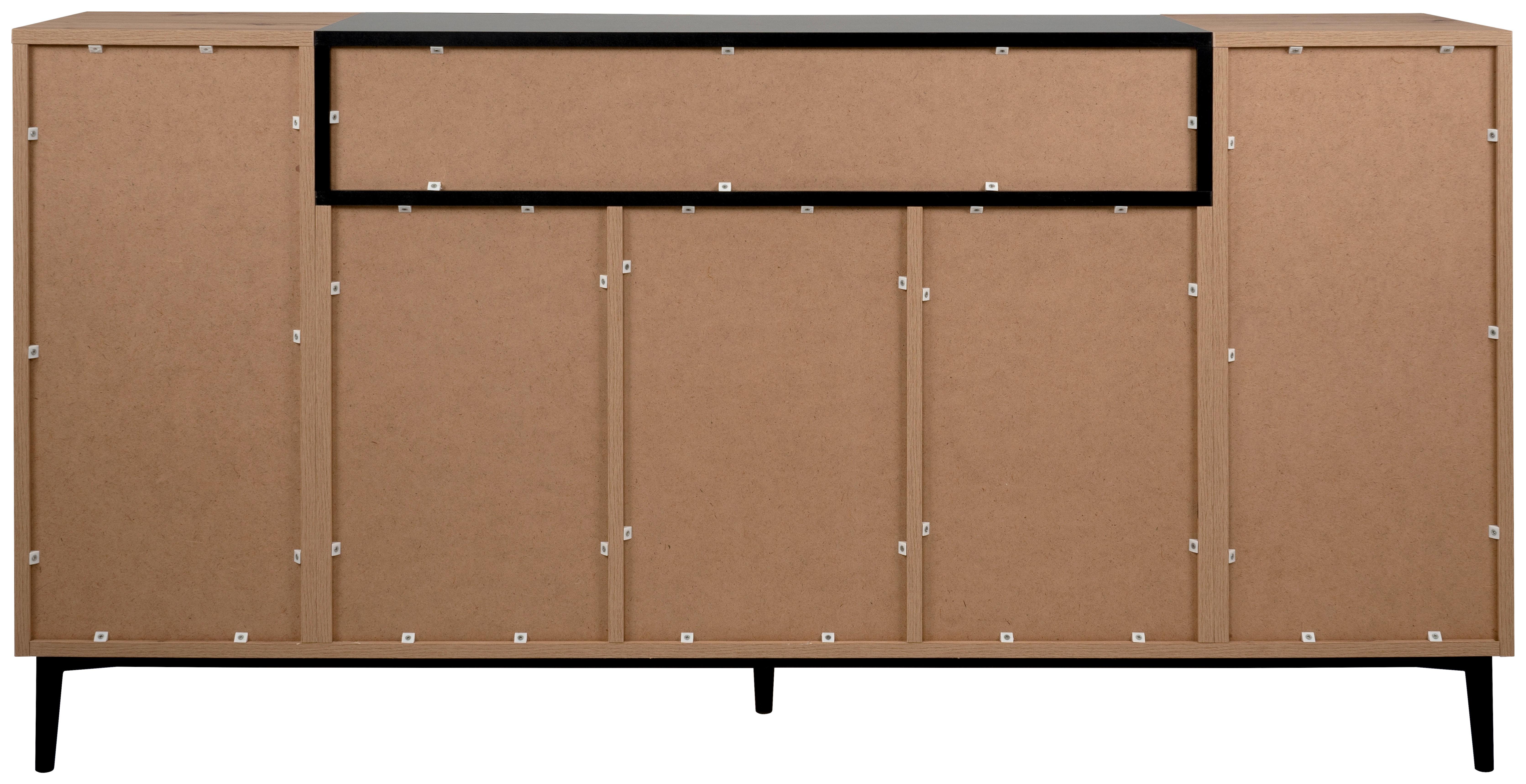 Sideboard Dekor Mit 2 Laden 180 Cm Nola 003054 Schwarz - Eichefarben/Schwarz, KONVENTIONELL, Holzwerkstoff (180/90/42cm) - MID.YOU