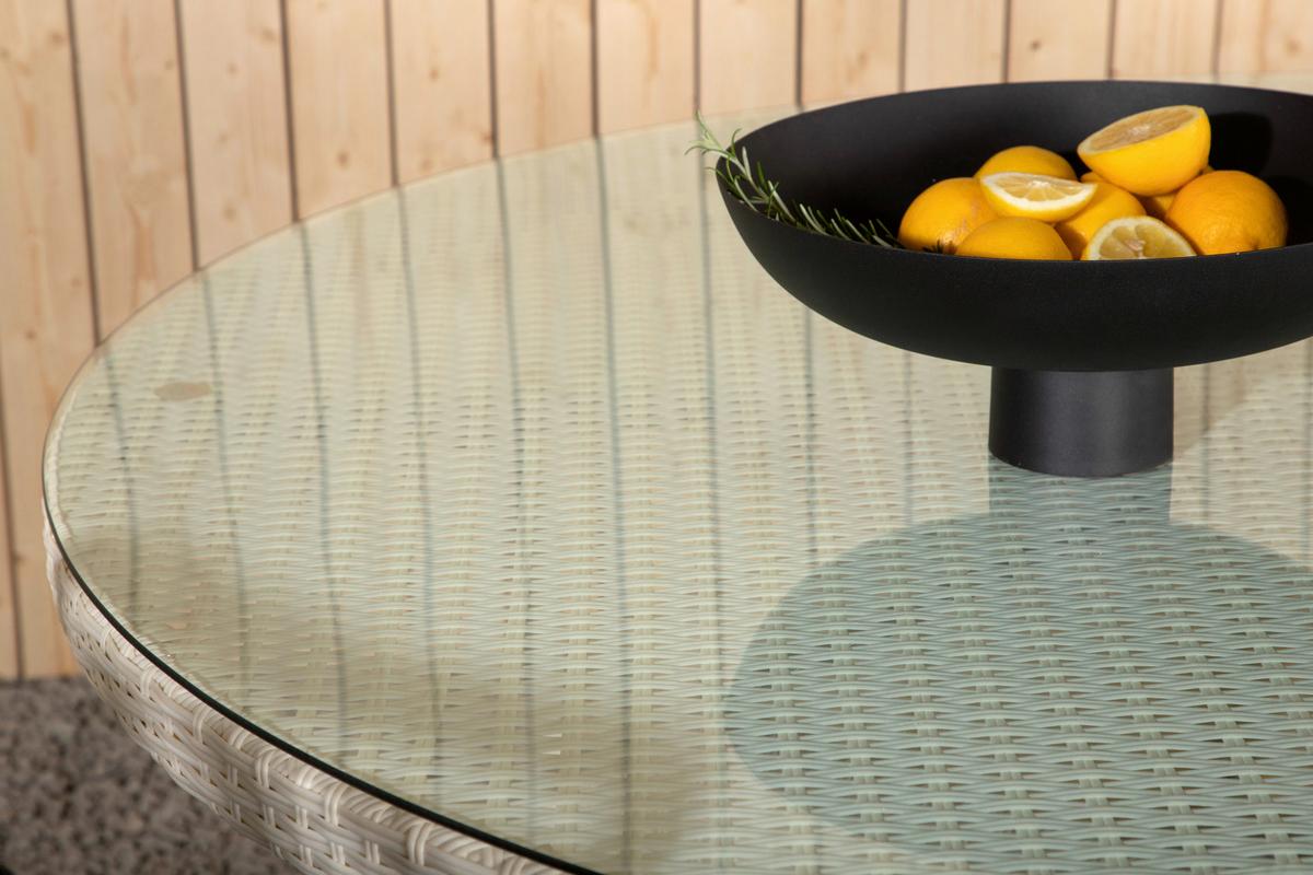 Gartentisch Volta - Weiß, KONVENTIONELL, Glas/Kunststoff (150/150/74cm) - Gardenson