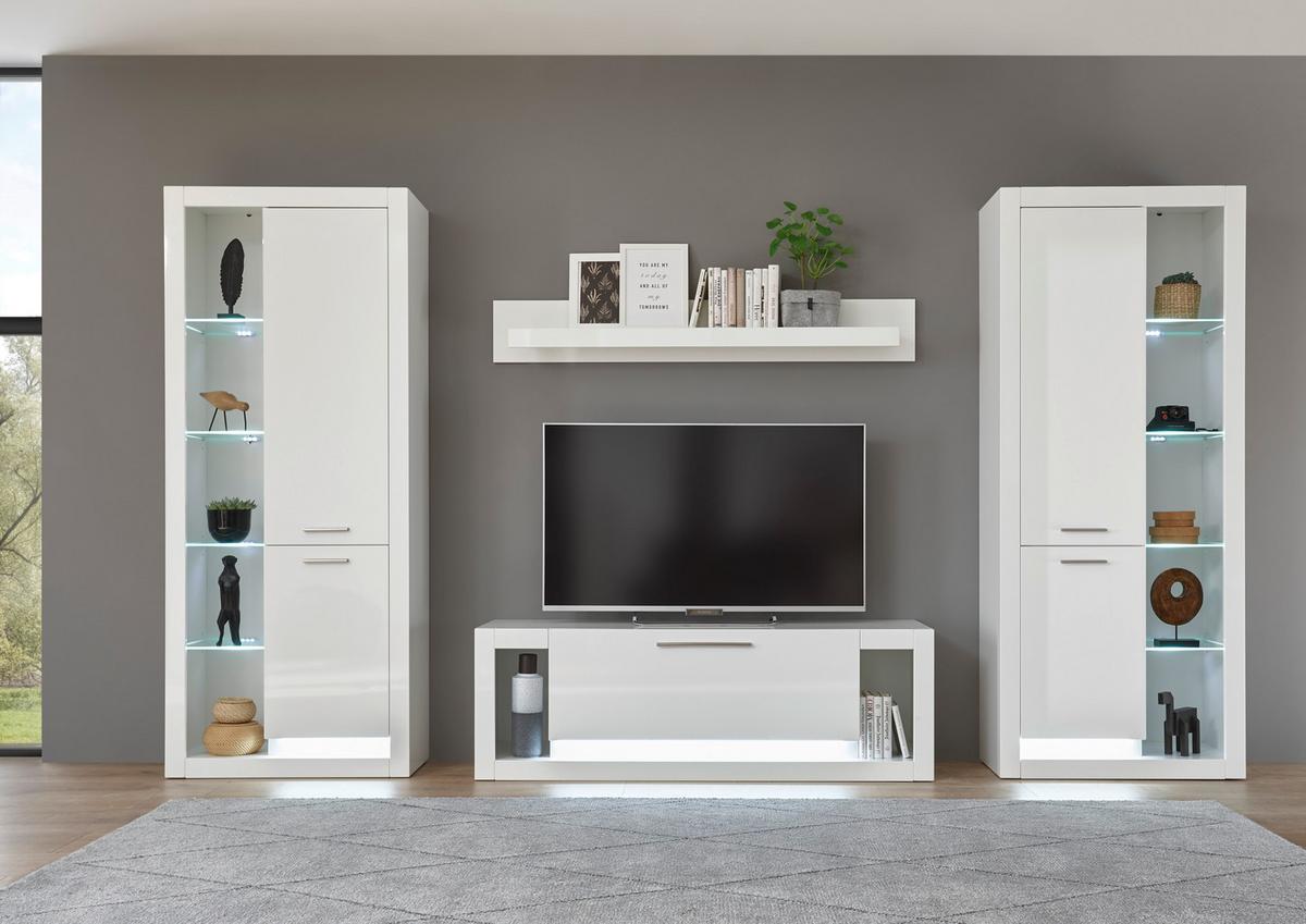 Wandboard Meran Weiß B: 150 cm - Weiß Hochglanz, Design, Holzwerkstoff (150/20/21cm) - MID.YOU