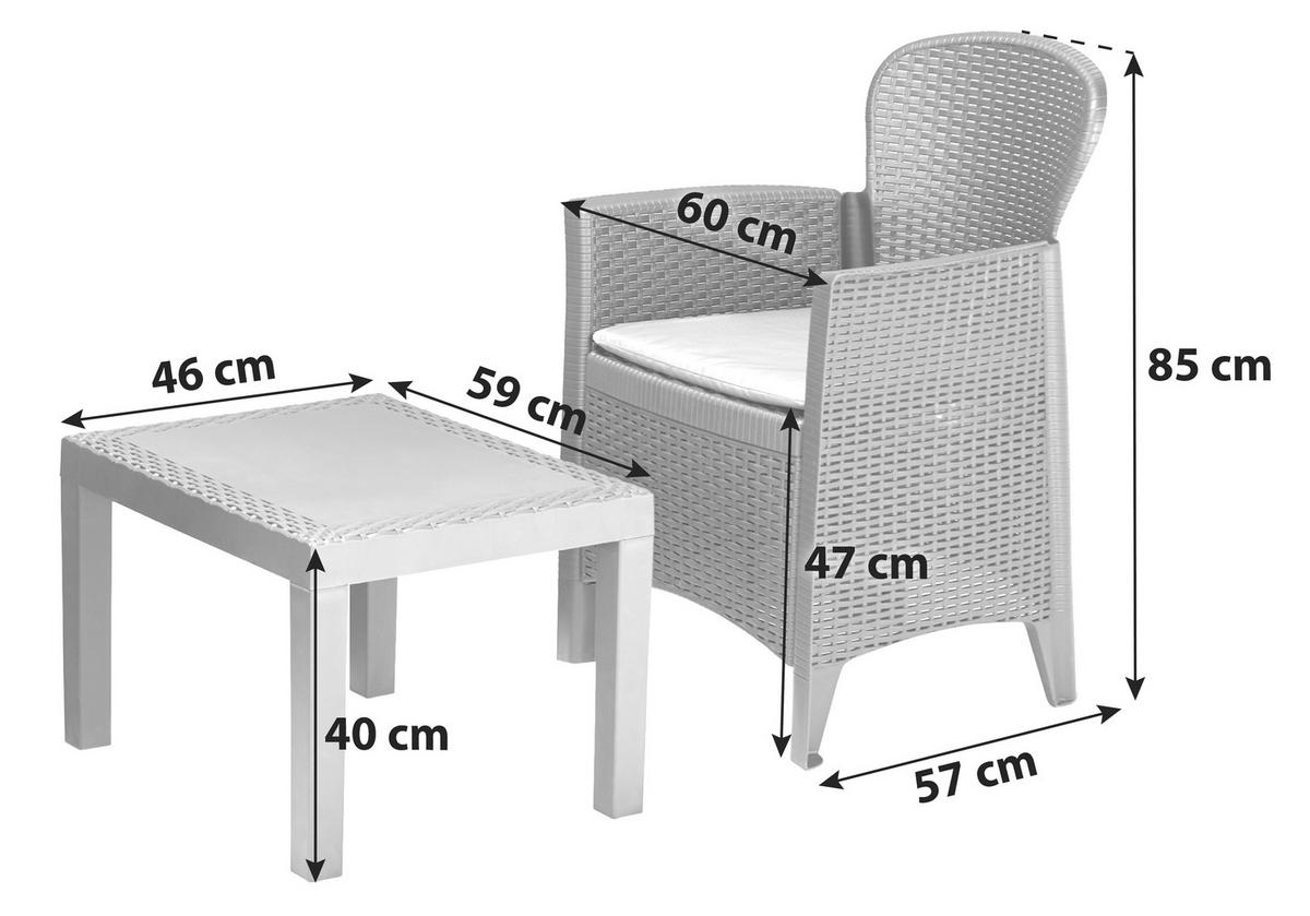 Balkonmöbel Set Akita Kunststoff Mit Kissen - Anthrazit/Grau, MODERN, Kunststoff/Textil - Ondega