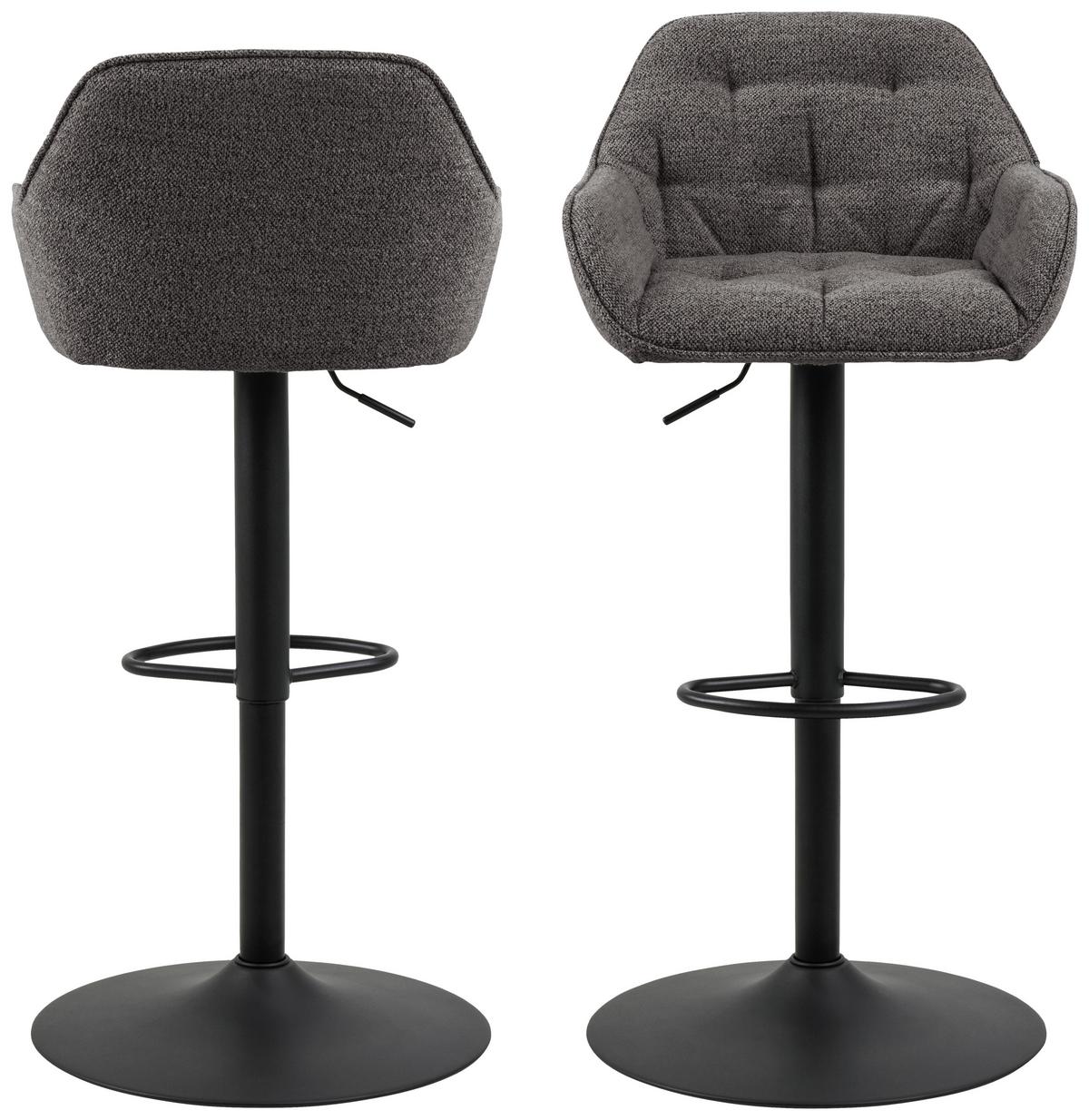 Barhocker Brooke - Anthrazit/Schwarz, Design, Textil/Metall (57/63-84/53cm) - MID.YOU