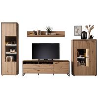 Wohnkombination 4-Tlg. Buenos Aires Anthrazit/Eichefarben - Eichefarben/Anthrazit, Design, Glas/Holzwerkstoff (359/210/50cm) - MID.YOU