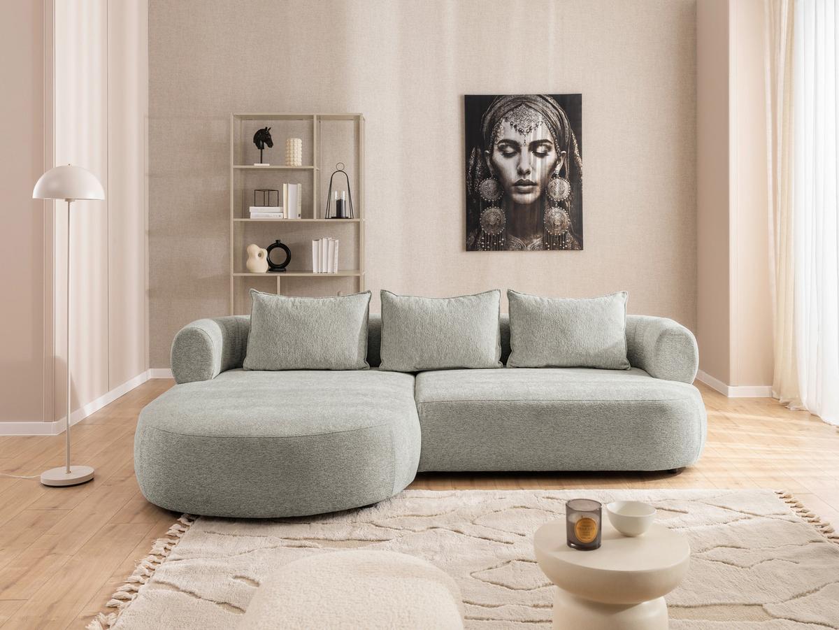 Ecksofa Ferro Hellgrau S: 156x256 Cm - Hellgrau/Schwarz, Design, Textil (156/256cm) - Livetastic