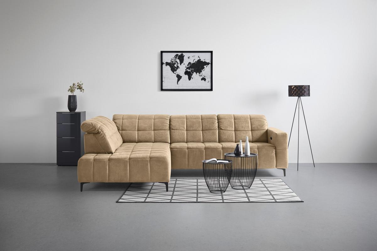 Rohová sedačka PANAMA, levá, béžová - černá/béžová, Konvenční, kov/textil (216/304cm) - Premium Living