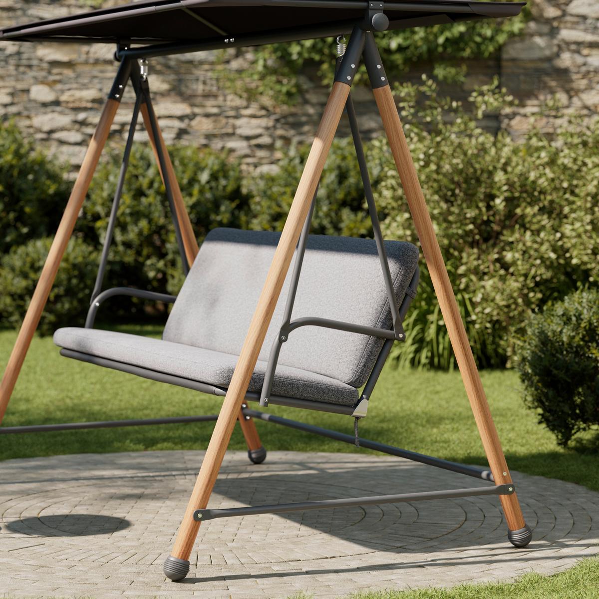 HOLLYWOODSKA HOJDAČKA BUDAPEST - čierna/antracitová, Modern, kov/textil (215/182/120cm) - Mömax