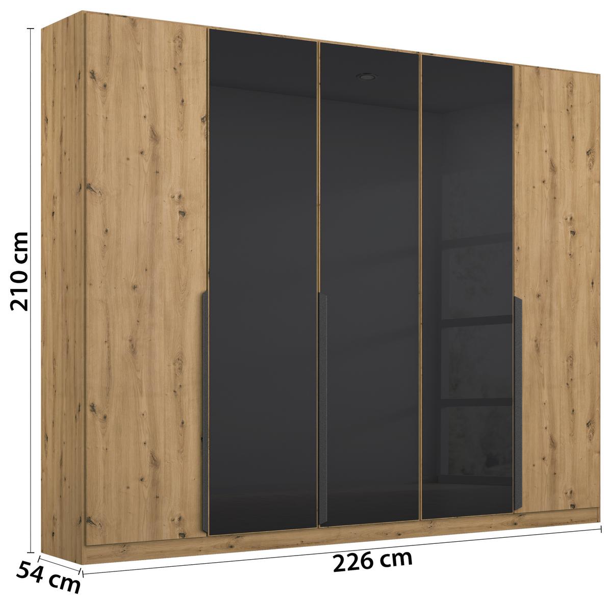 Drehtürenschrank Artemis 225 Cm Anthrazit/eiche Dekor - Anthrazit/Eiche Artisan, MODERN, Glas/Holzwerkstoff (225/210/54cm) - Rauch Möbel