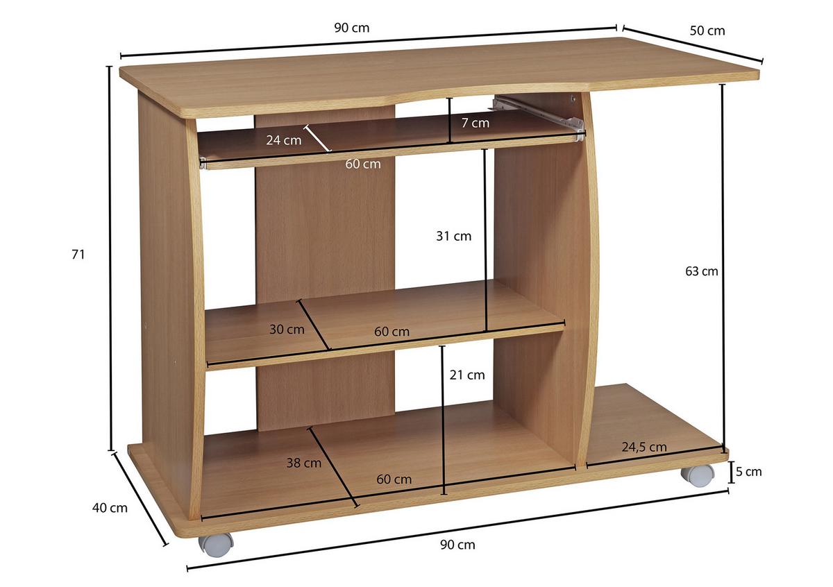 Psací stůl Diana dekor buk - barvy buku, Konvenční, kompozitní dřevo/plast (50/90/71cm) - MID.YOU