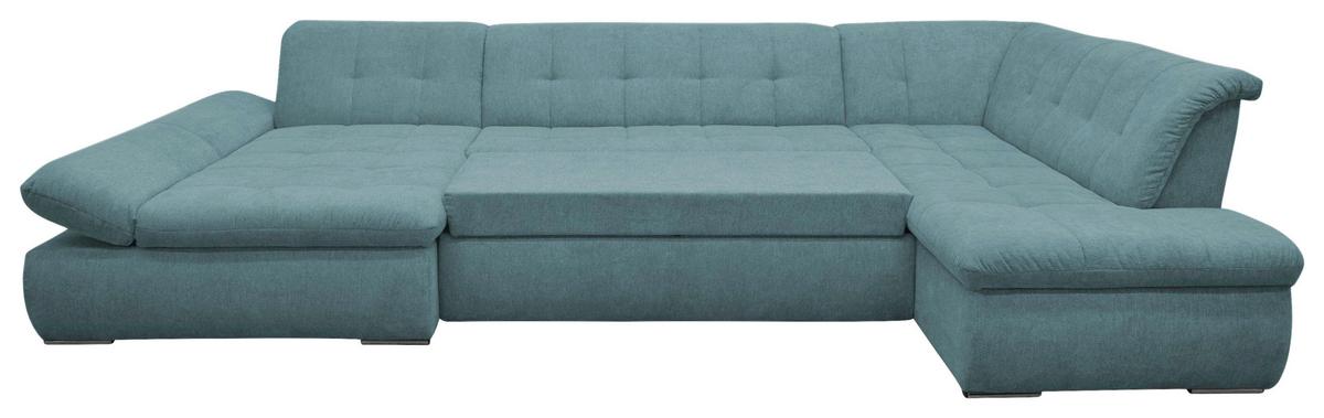 Wohnlandschaft Moric Mit Schlaffunktion Petrol - Chromfarben/Petrol, KONVENTIONELL, Textil (172/353/216cm) - MID.YOU