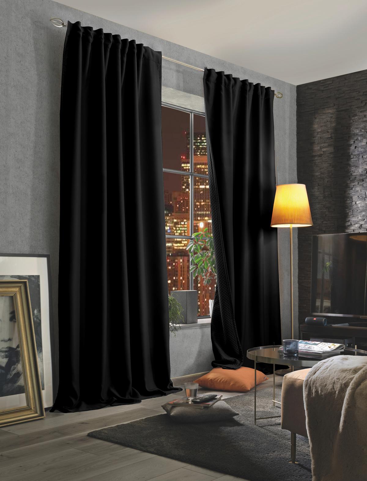 Lärmschutzvorhang Acustico Schwarz B: 135 cm - Schwarz, Basics, Textil (135/245cm) - Schmidt W. Gmbh