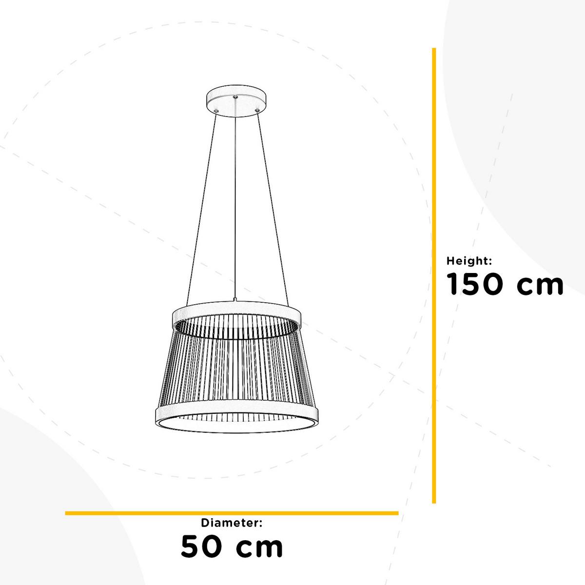 LED-Pendelleuchte Mate Schwarz L: 50 cm 40w - Schwarz, Design, Metall (50/50/150cm)