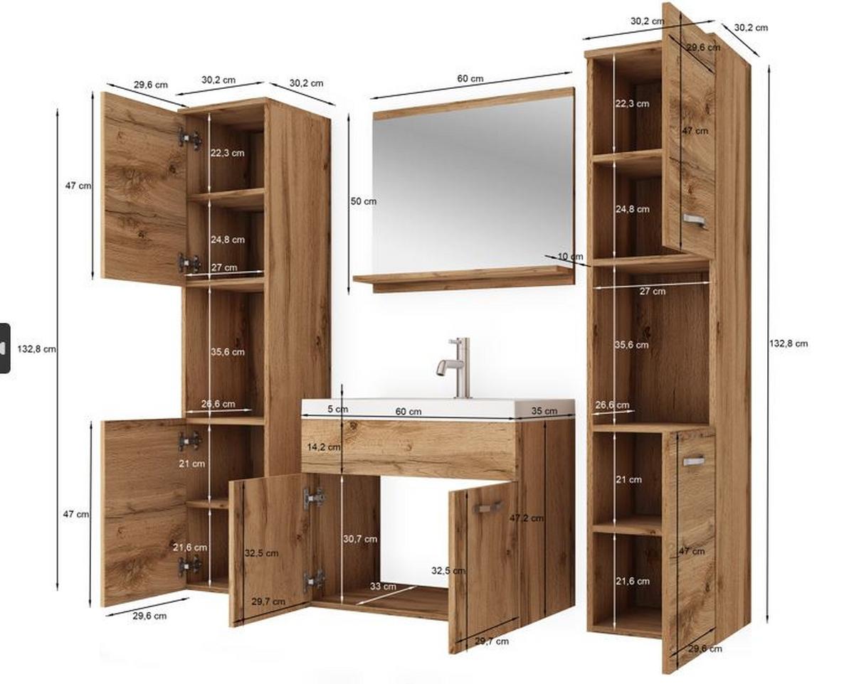 Kúpeľna antracit/biela VL - biela/biela s vysokým leskom, Lifestyle, kov/kompozitné drevo (120cm) - P & B