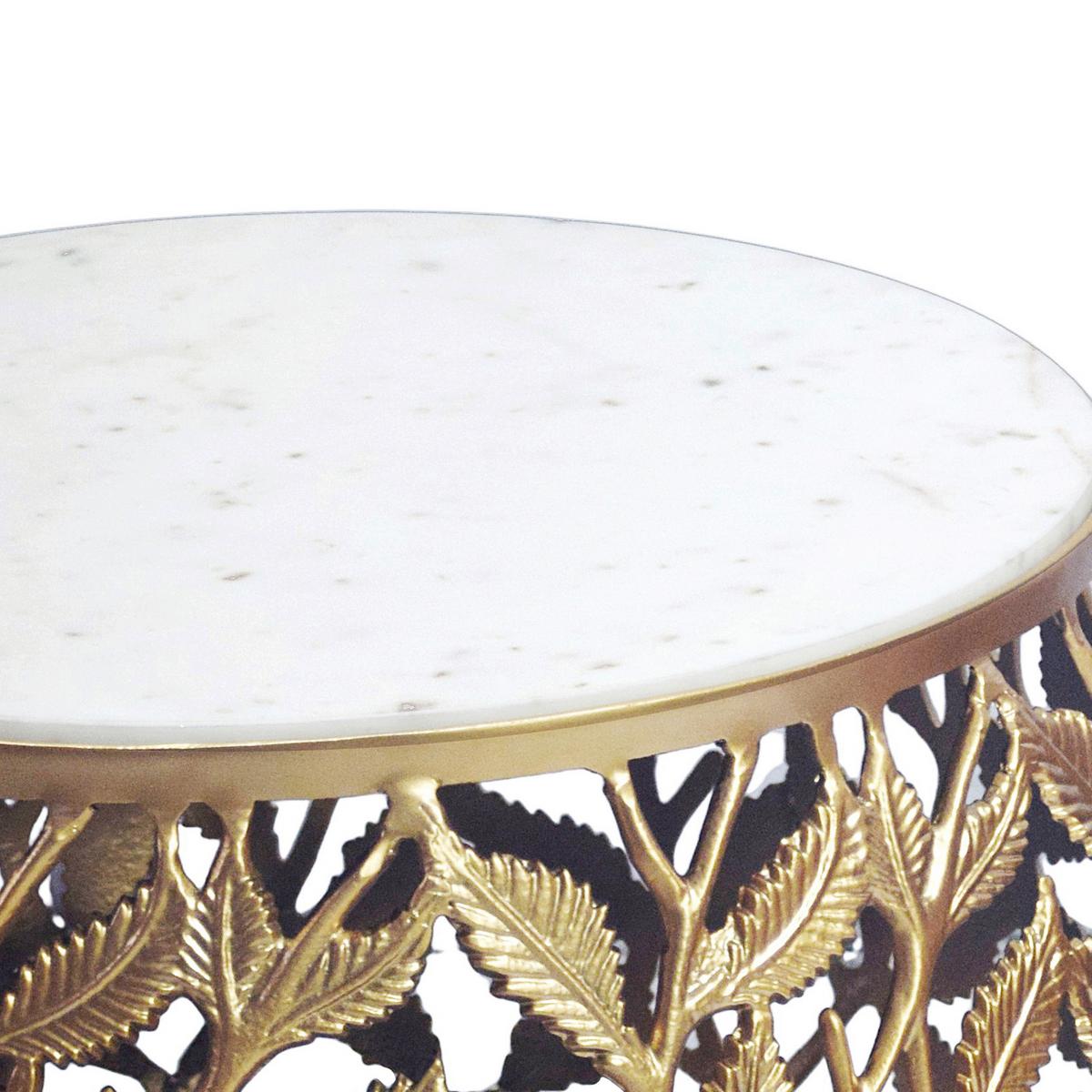 SATZTISCH Goldfarben/Weiß 2-teilig - Goldfarben/Weiß, Design, Stein/Metall (60/60/33cm) - MID.YOU