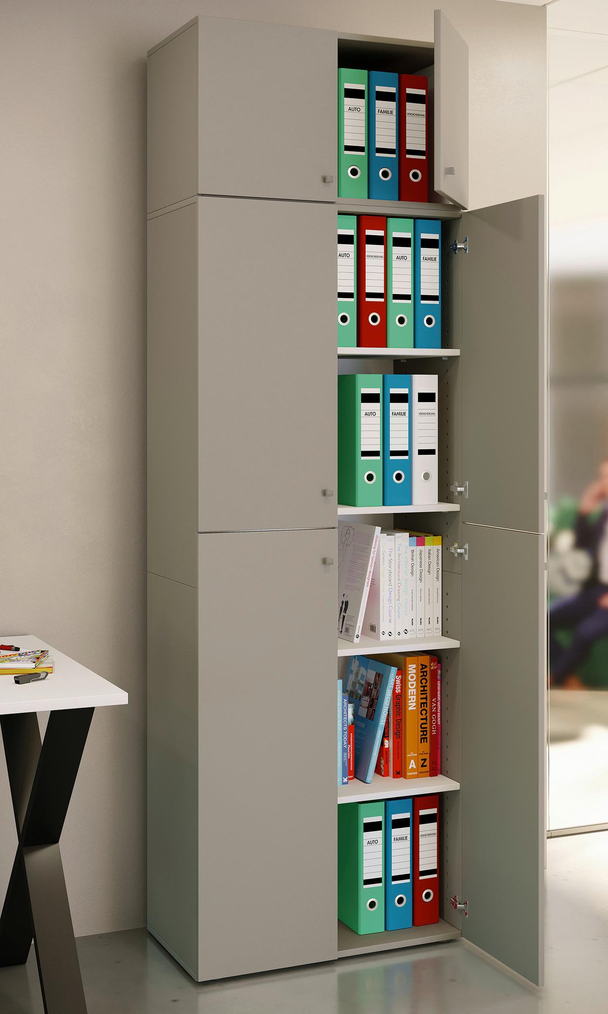 Aktenschrank Lona Holzwerkstoff Grau B: 70 Cm - Grau, MODERN, Holzwerkstoff (70/223/39cm) - MID.YOU