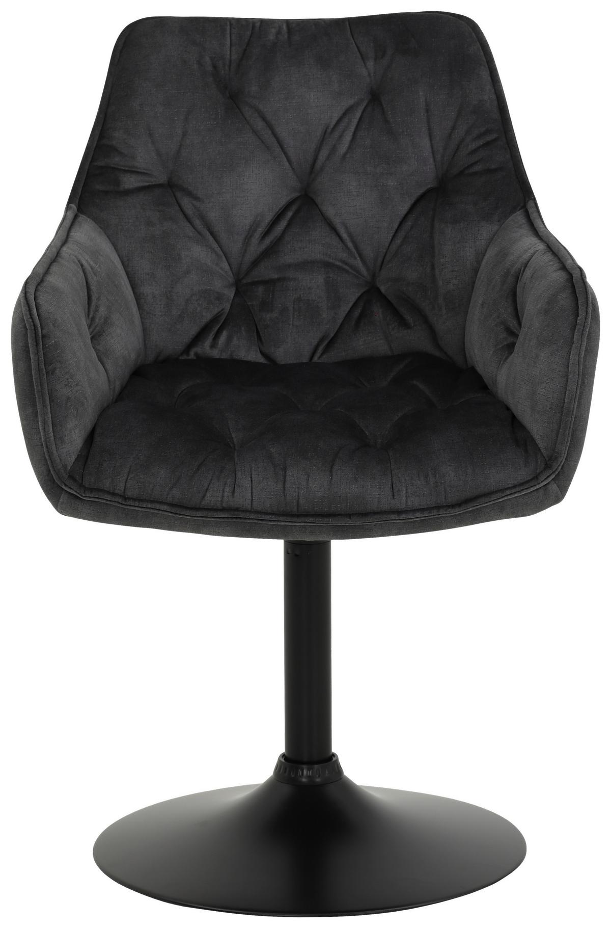 Armlehnstuhl Birte S Anthrazit Gepolstert Drehbar 2er-Set - Anthrazit/Schwarz, MODERN, Textil/Metall (49/83/62cm) - MID.YOU