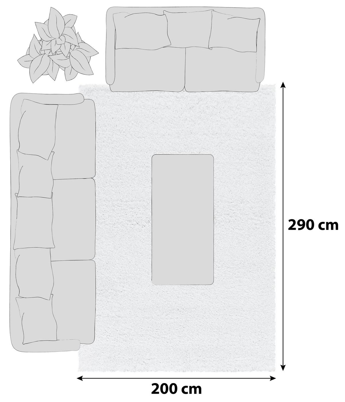 Hochflor Teppich Weiß Fluffy 200x290 cm - Weiß, Basics, Textil (200/290cm)