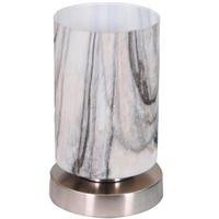 Tischlampe Bastiane Nickelfarben Touch-Funktion - Silberfarben/Weiß, ROMANTIK / LANDHAUS, Glas/Metall (12/19,5cm) - James Wood