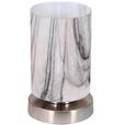 Tischlampe Bastiane Nickelfarben Touch-Funktion - Silberfarben/Weiß, ROMANTIK / LANDHAUS, Glas/Metall (12/19,5cm) - James Wood