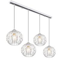 Hängeleuchte Kristall H: 120 cm 4-Flammig - Klar/Chromfarben, Basics, Glas/Metall (80/20/120cm) - Globo