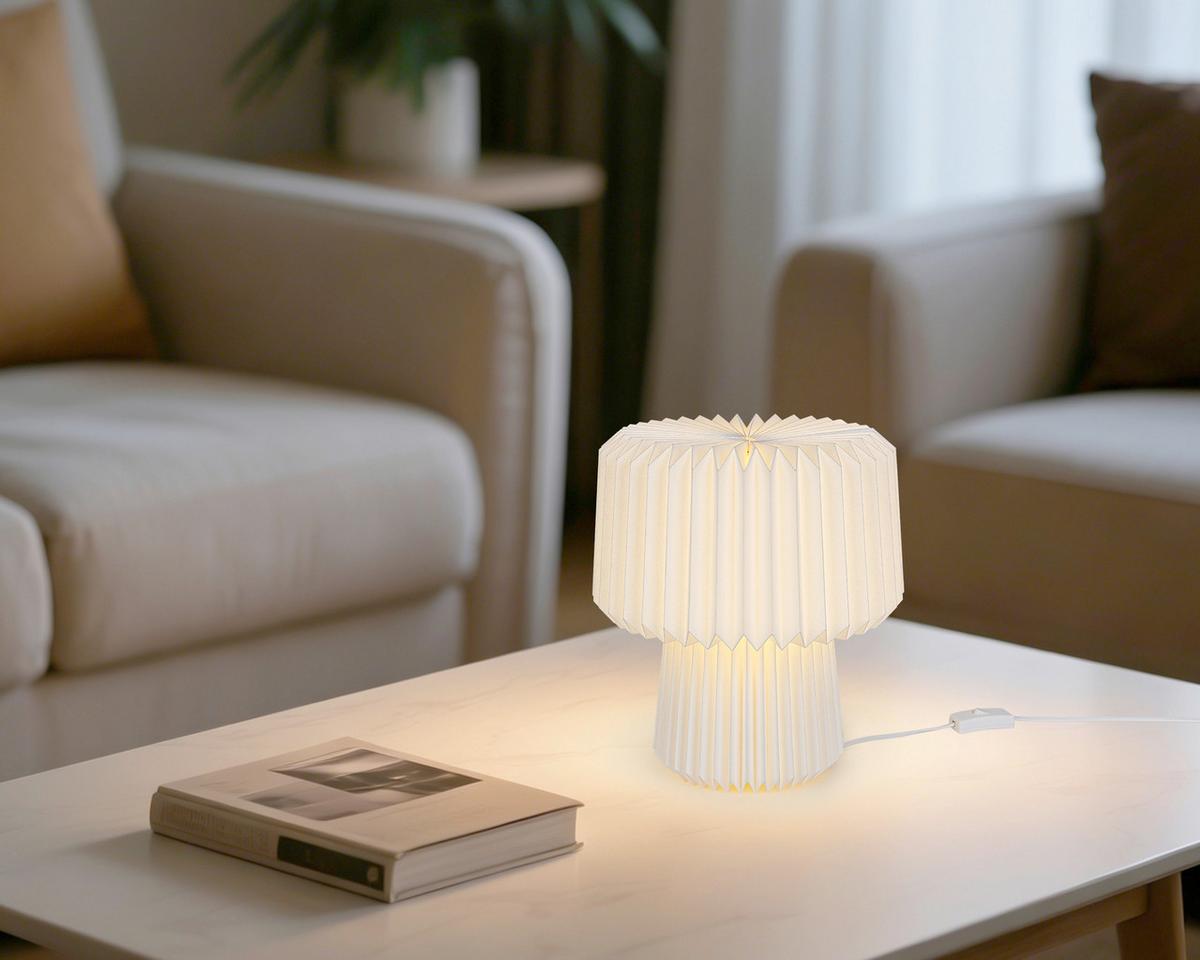 STOLNÁ LAMPA OLGA - biela, Modern, plast/papier (28/28/30,5cm) - Mömax