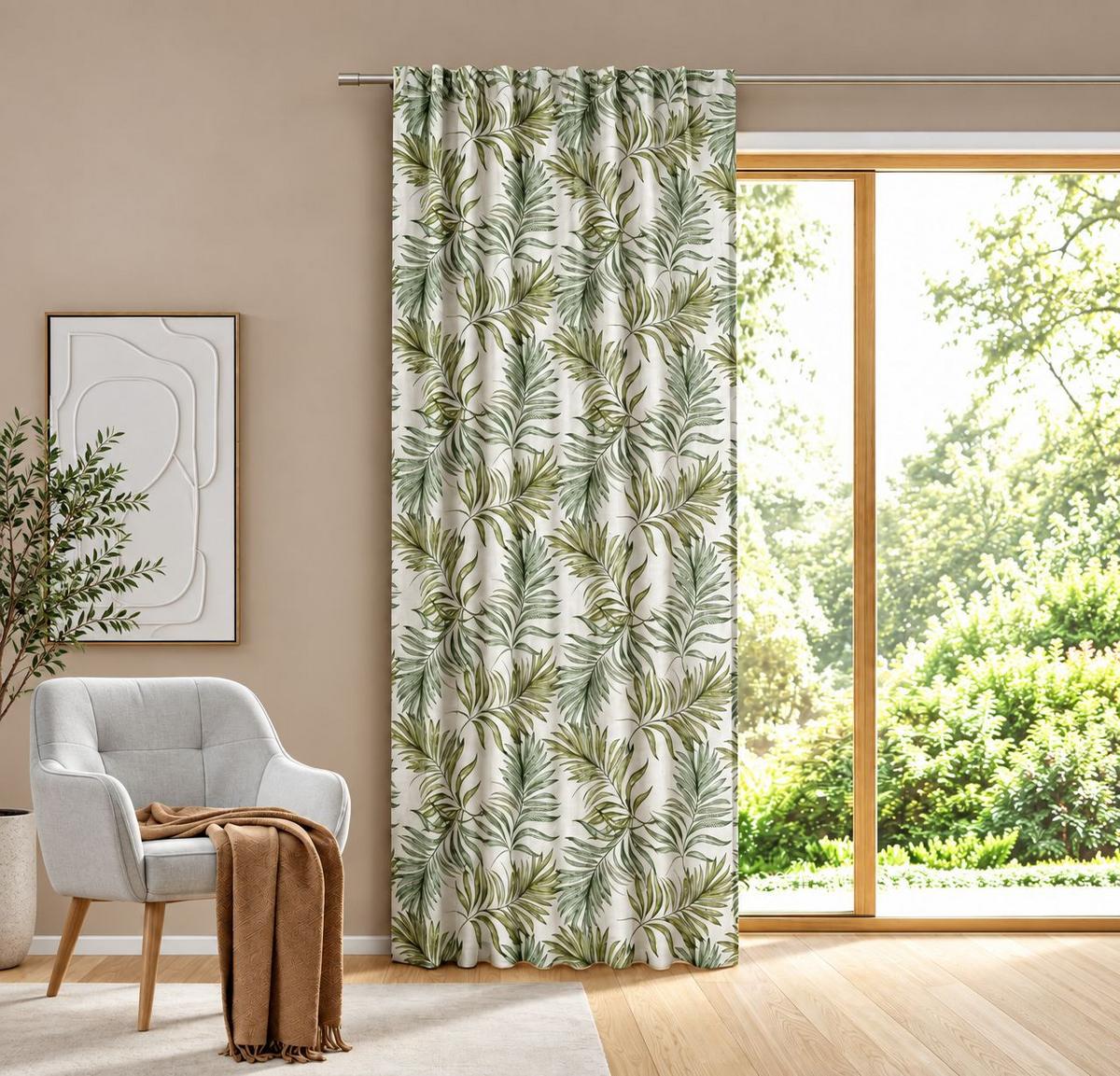 HOTOVÝ ZÁVES ALLOVER FARN - zelená, Modern, textil (140/245cm)